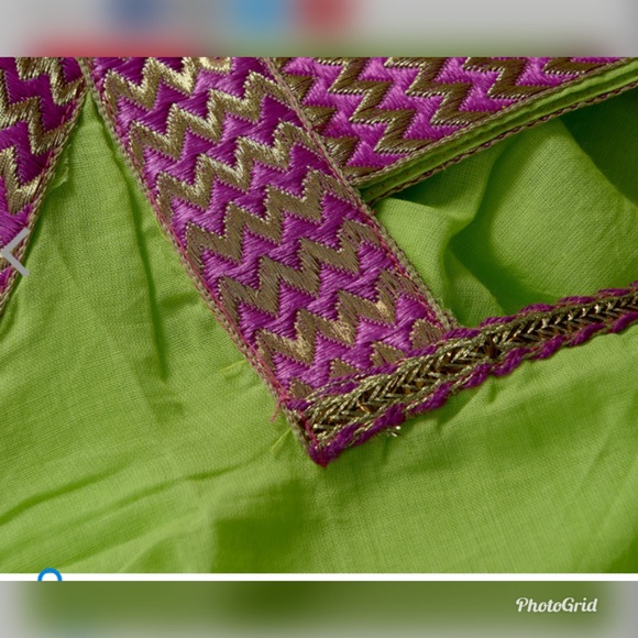 Lime Green and Purple Cotton Lace Tunic - Picture 3 of 3